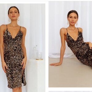 NWT Hello Molly Cocktails On The Reg Dress Black Sequin - Size: Large